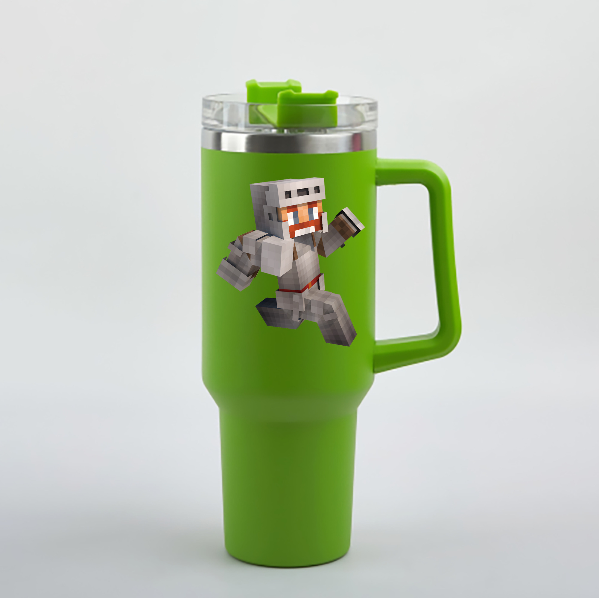 （画像用） マインクラフト ブロックの世界 Minecraft MC Block world 1200mL車用タンブラー - クリスタルステッカー（プラスチックストロー付き）